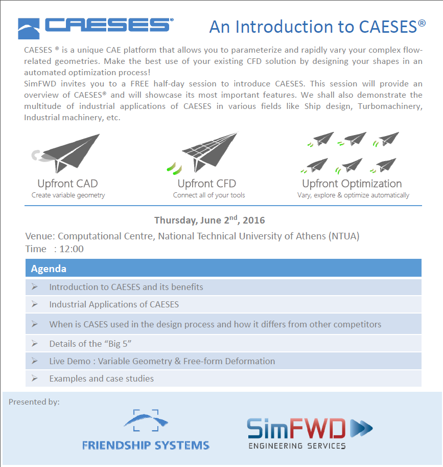 SimFWD organized a CAESES Seminar in Athens, Greece 1 An Introduction to CAESES